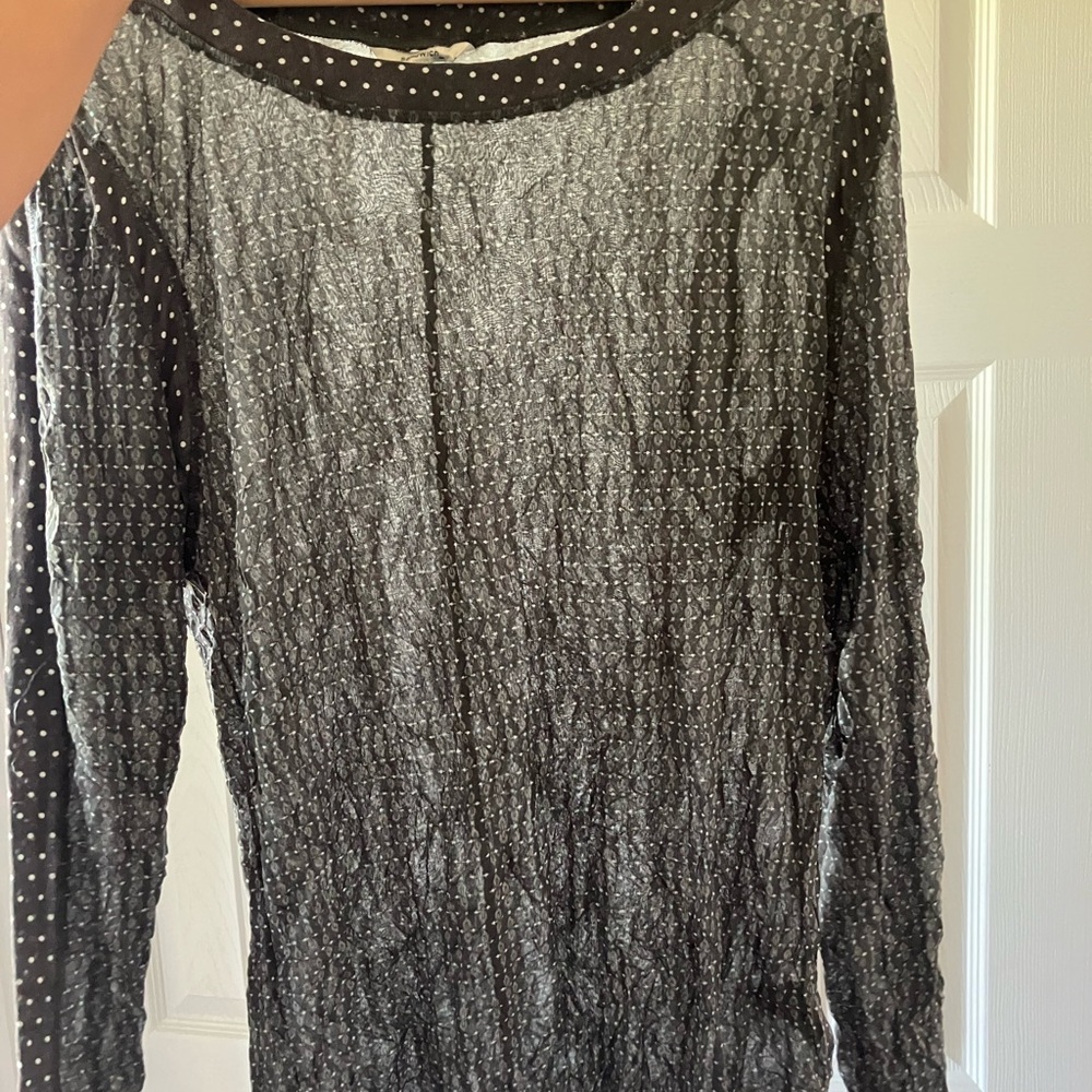 Gray Sheet Polka Dot Long Sleeve Top